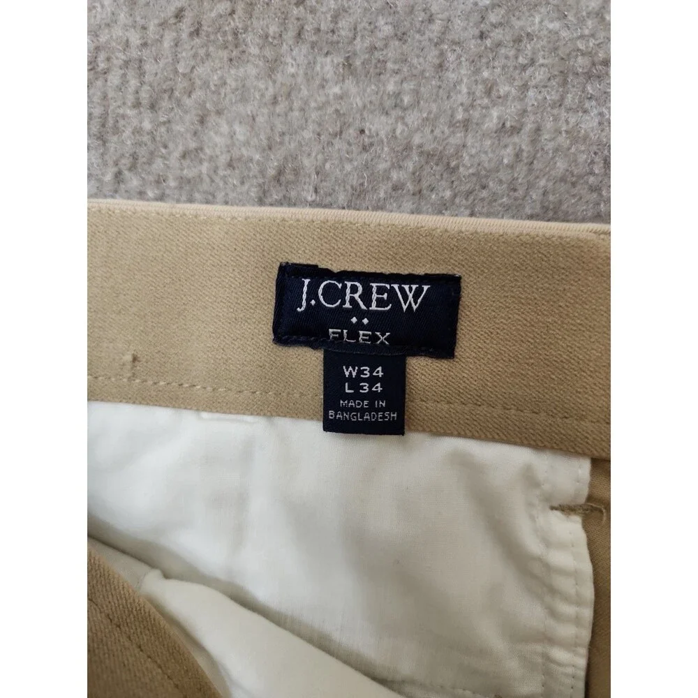 J CREW Slim-Fit TruTemp365 Chino Pants Mens 34x34 Khaki Flex Stretch